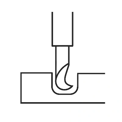 Comparison of reasonable corner radius vs. sharp corner design: sharp corners block the tool path; rounded corners allow smooth cutting