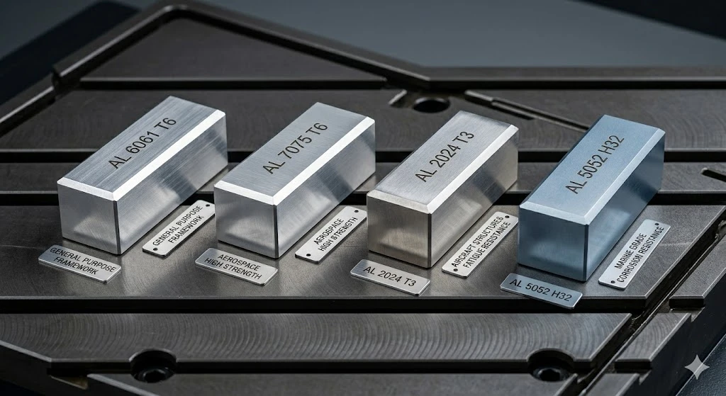 A comparison of common CNC aluminum alloys used in manufacturing, highlighting material properties and grades. A comparison of common CNC aluminum alloys used in manufacturing, highlighting material properties and grades.