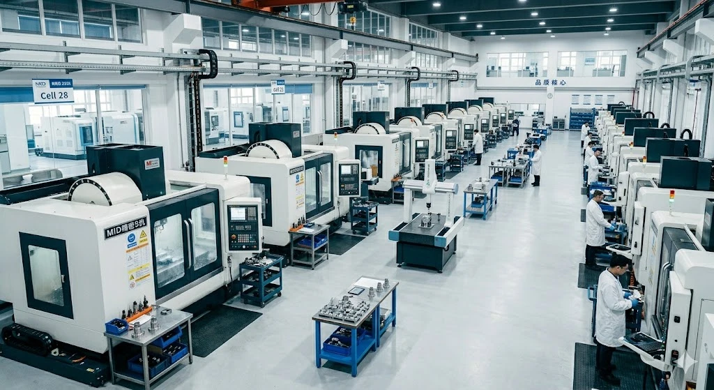 A professional high-tech CNC machining facility in China with advanced production equipment.